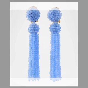Oscar de la Renta NWT Crystal Fringe Earrings (ORI. $360) LIGHT BLUE